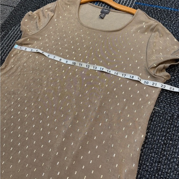 Chico's 3 (XL) Sierra Top Studded Tunic Beige Short Sleeve Asymmetrical - Picture 10 of 11